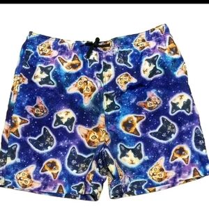Galaxy Space Cats Men's Size XL Swim Trunks all over feline print